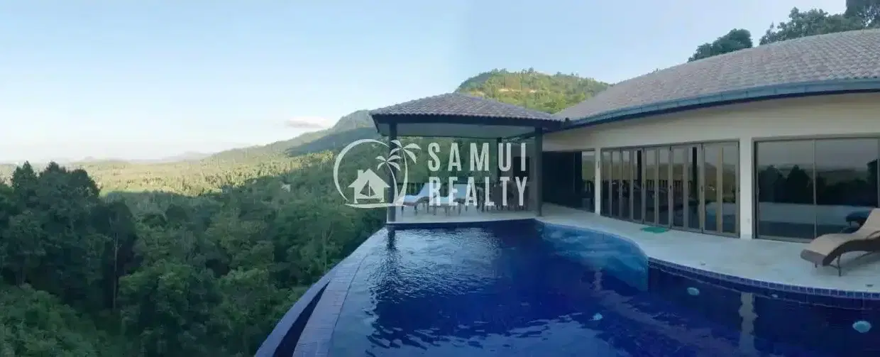 Luxury Hillside Villa with Infinity Pool & Panoramic Sea Views in Maenam